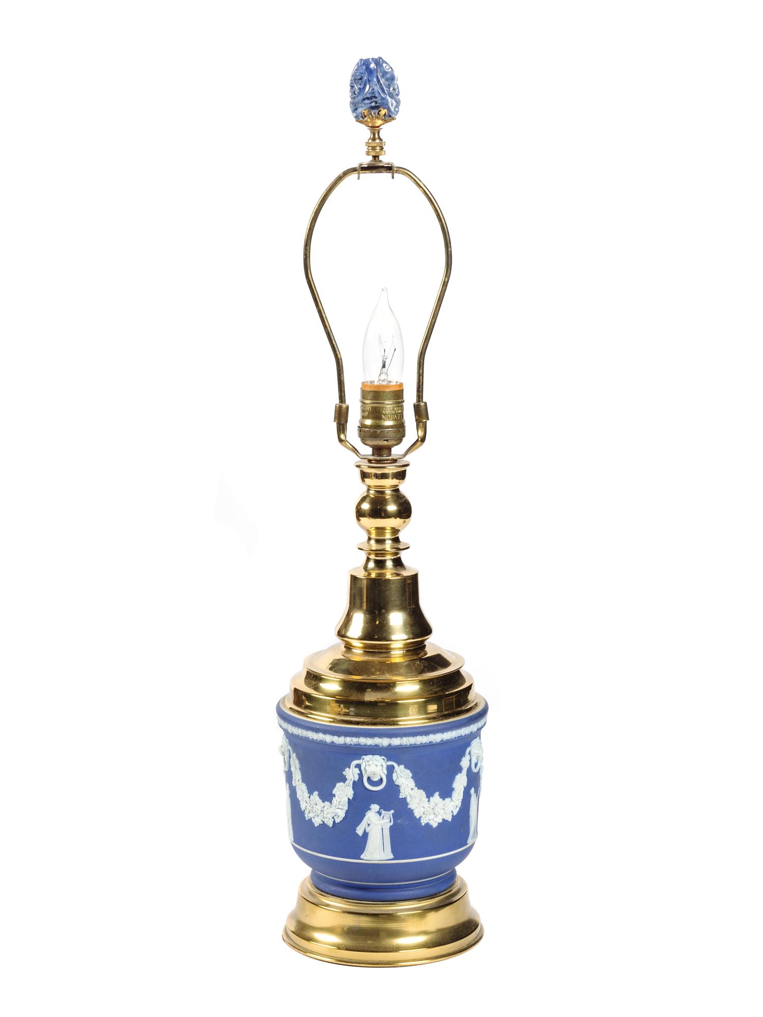 A Jasperware Cache Pot Mounted as a Lamp