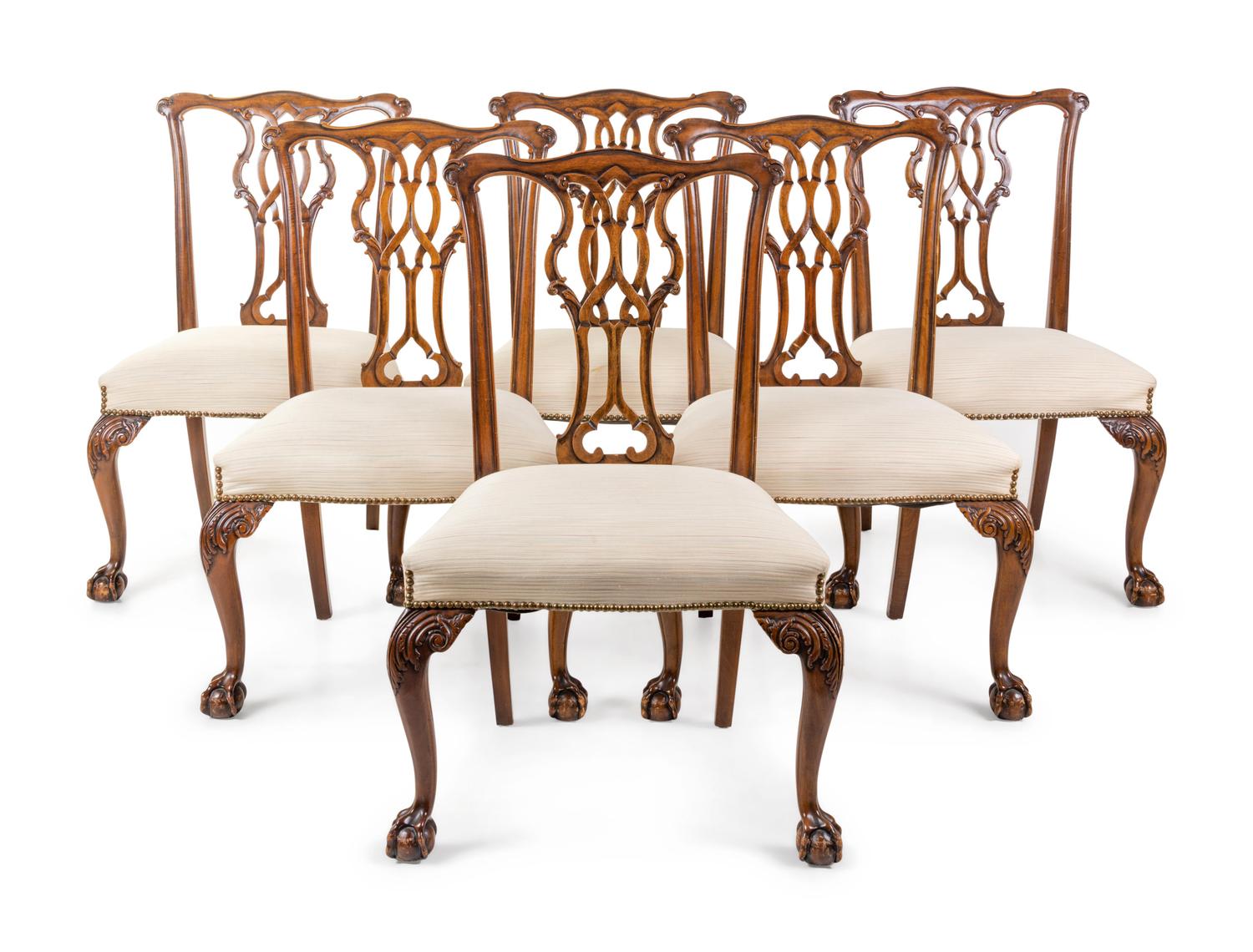 A Set of Six Chippendale Style Mahogany Dining Chairs