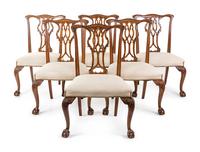 A Set of Six Chippendale Style Mahogany Dining Chairs