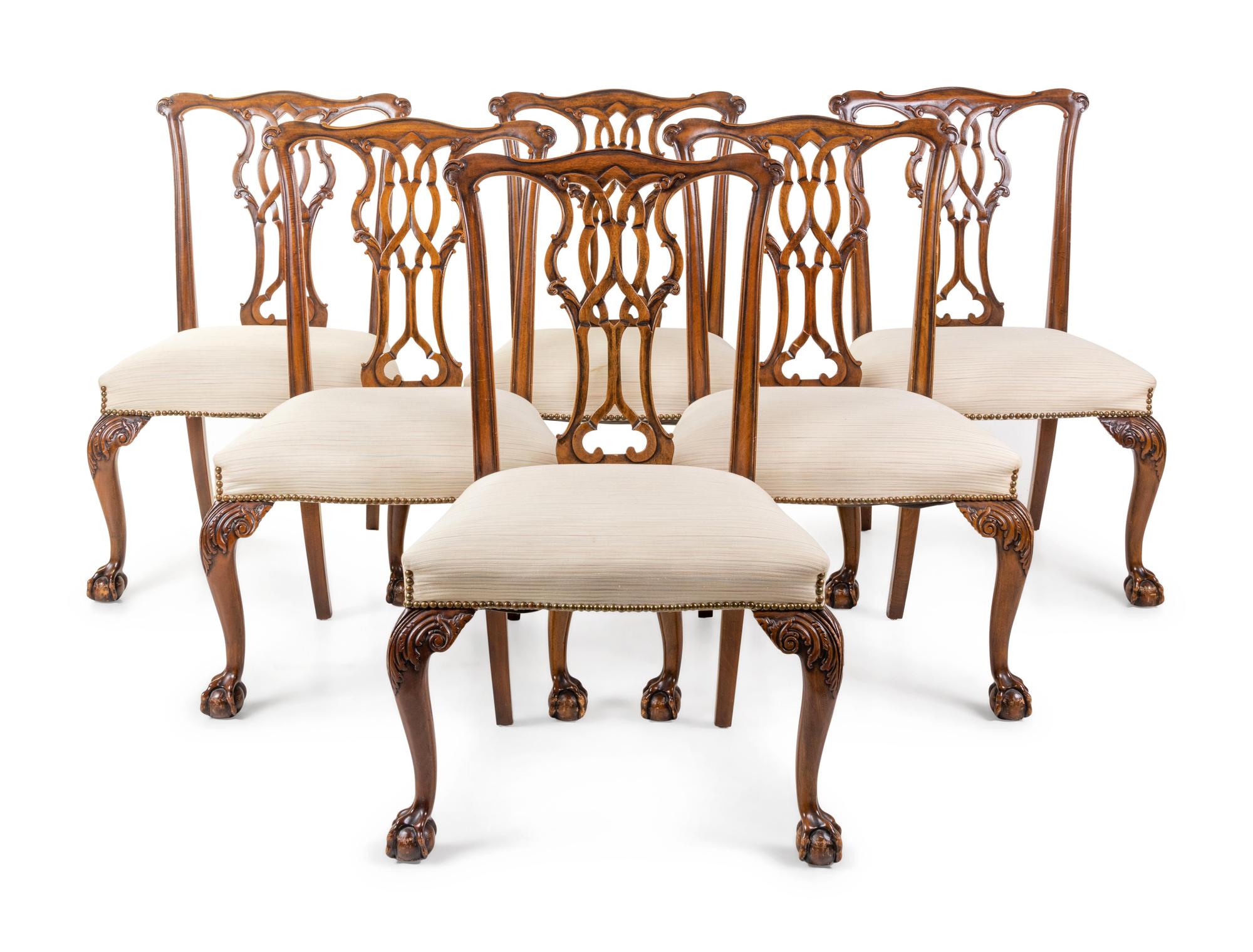 A Set of Six Chippendale Style Mahogany Dining Chairs