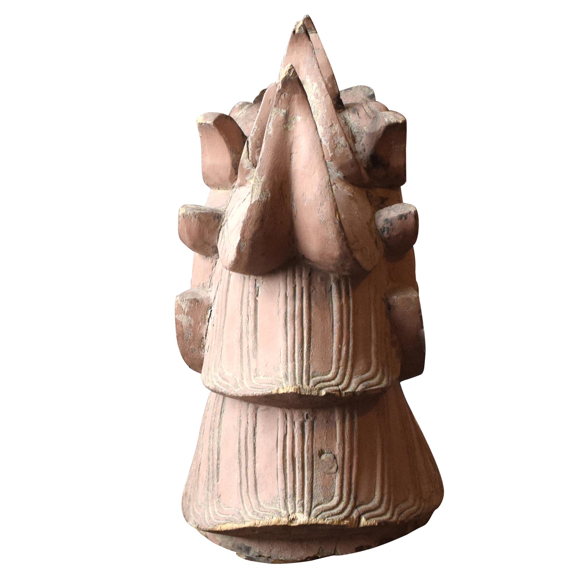 A Carved Wood Dragon Finial 8" W x 12" D x 18" H — Japan, 19th Century