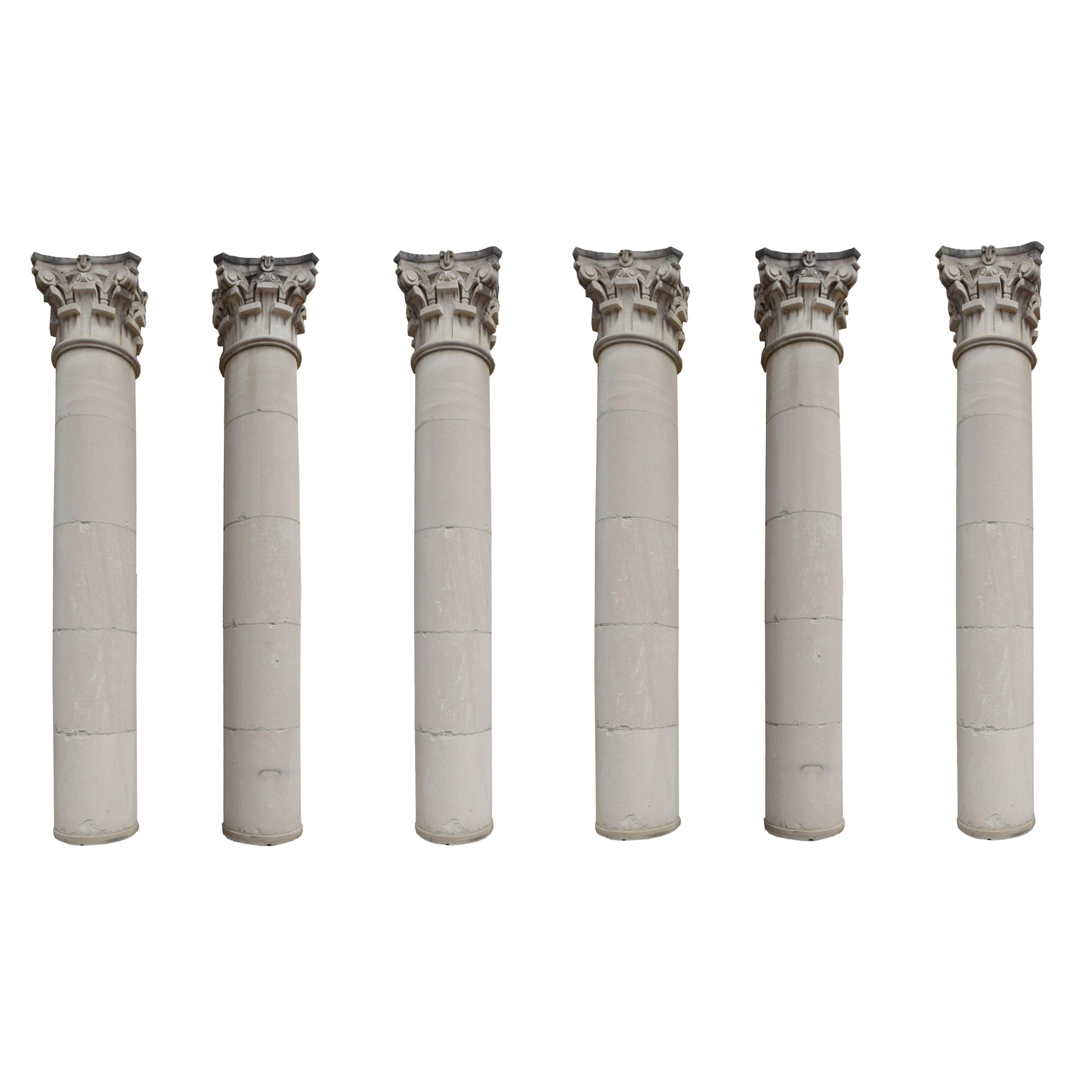 Six Monumental Limestone Columns from the Chicago Mercantile Exchange Building, designed by Chicago architect Alfred Alschuler 45.5" W — United States, Circa 1927