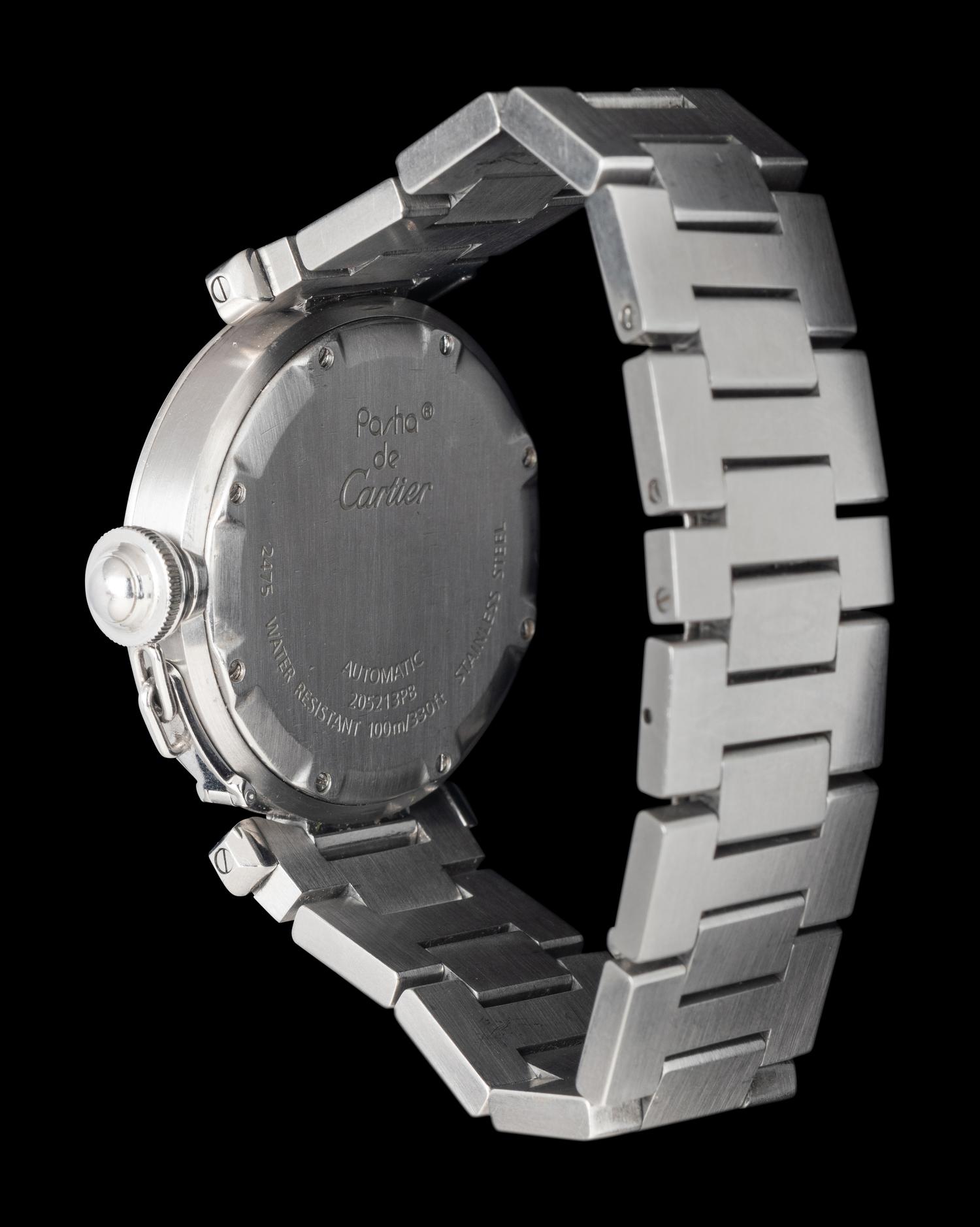 CARTIER, STAINLESS STEEL 'PASHA' WATCH