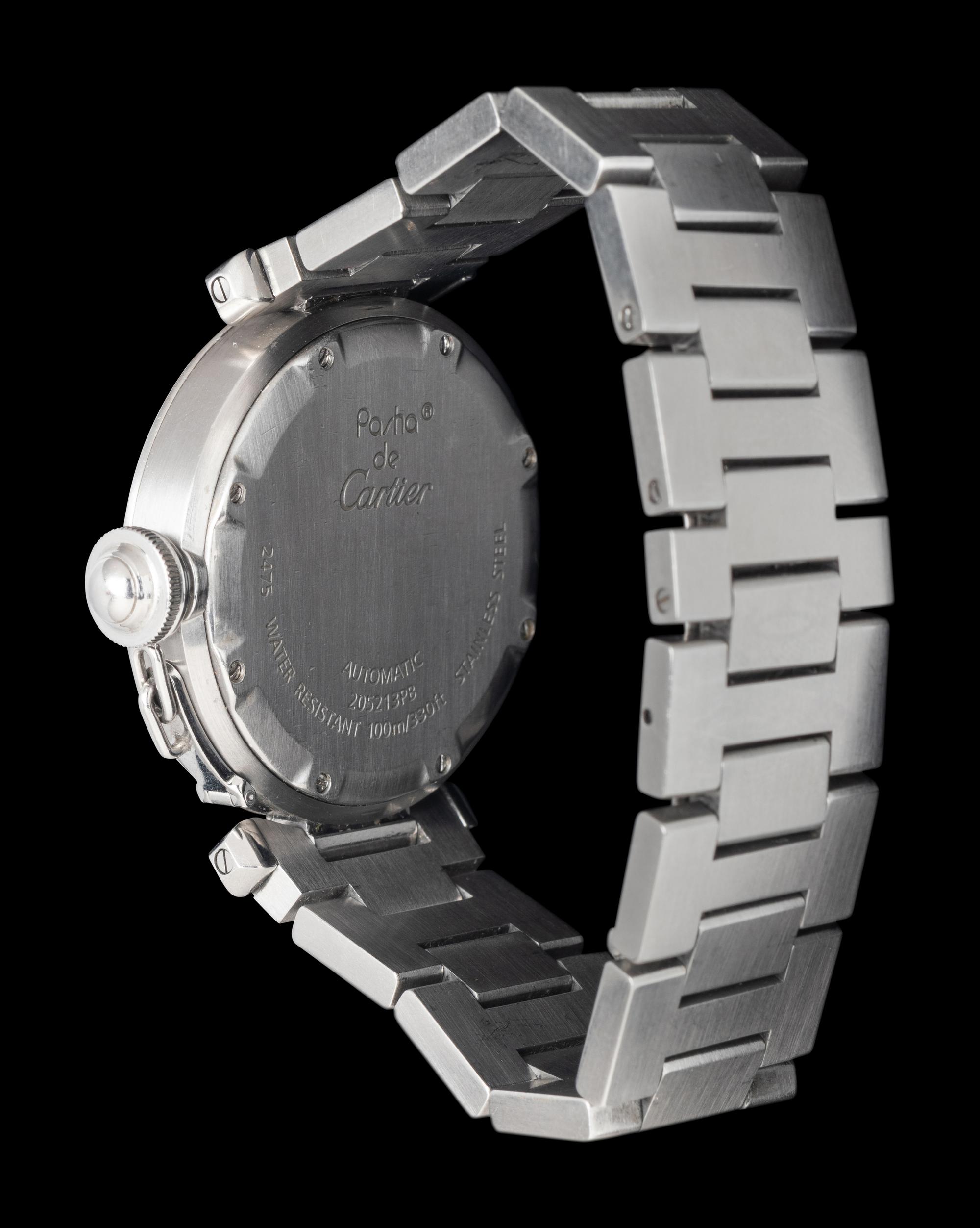 CARTIER, STAINLESS STEEL 'PASHA' WATCH