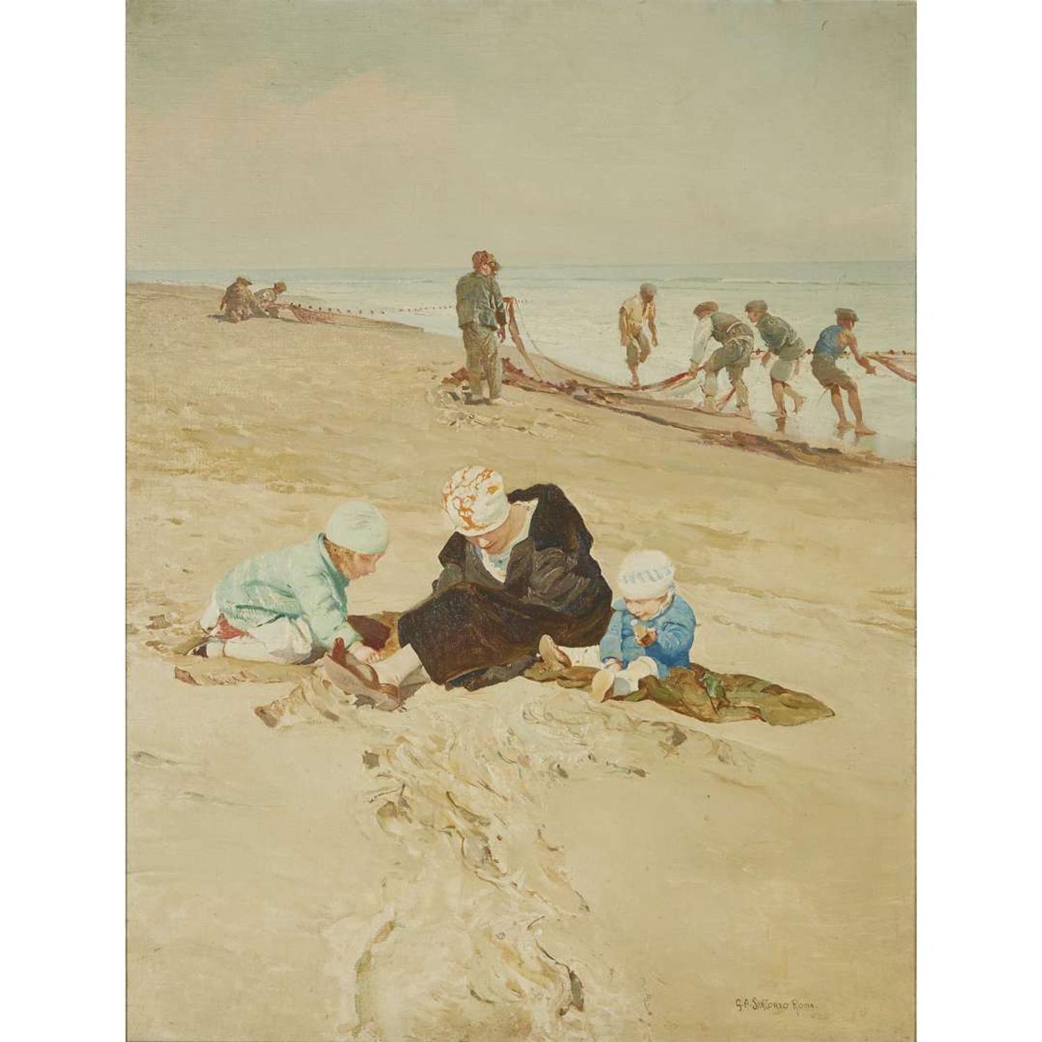 GIULIO ARISTIDE SARTORIO (ITALIAN 1860-1932) ON THE BEACH