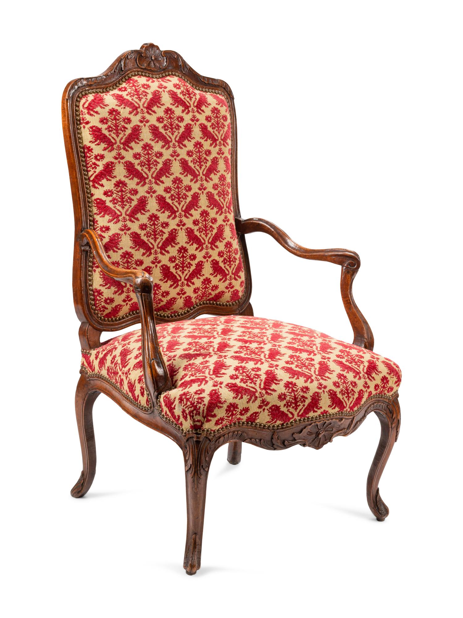 A Louis XV Walnut Fauteuil