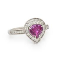 UNHEATED PINK SAPPHIRE, DIAMOND, AND PLATINUM RING