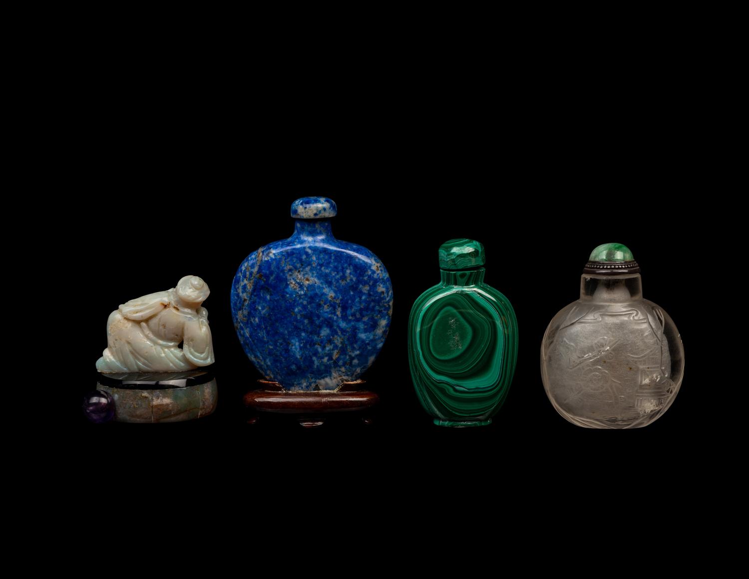Four Chinese Hardstone Snuff Bottles