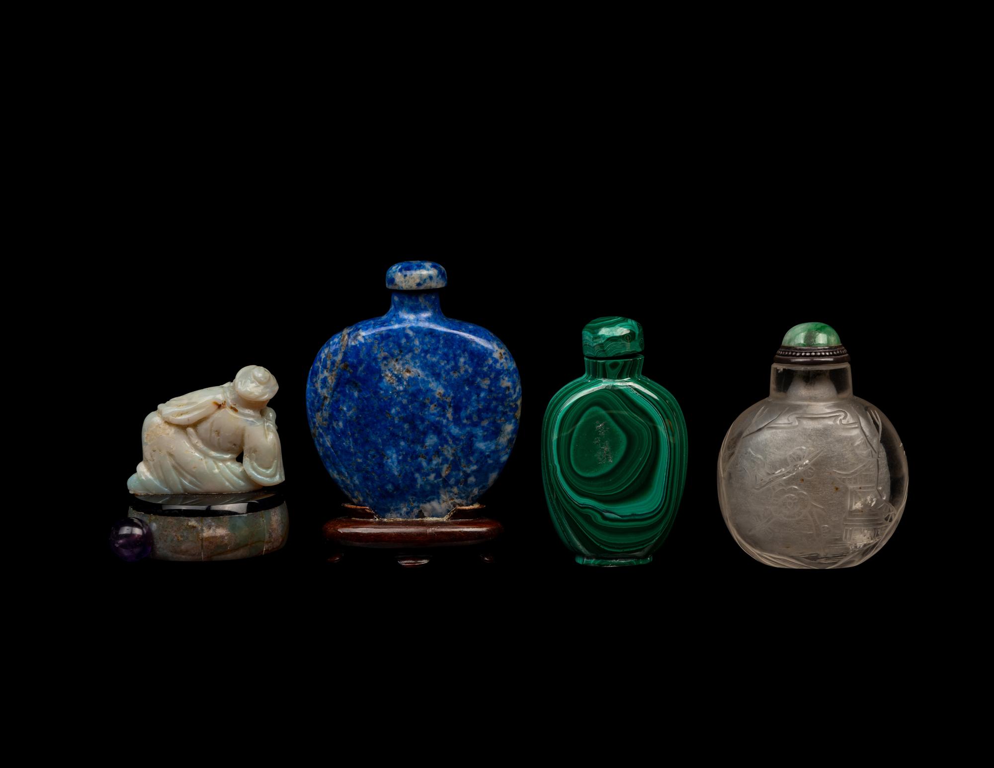 Four Chinese Hardstone Snuff Bottles