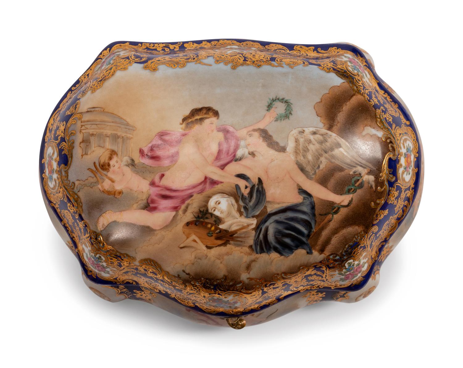 A Sevres Style Bronze-Mounted Porcelain Casket