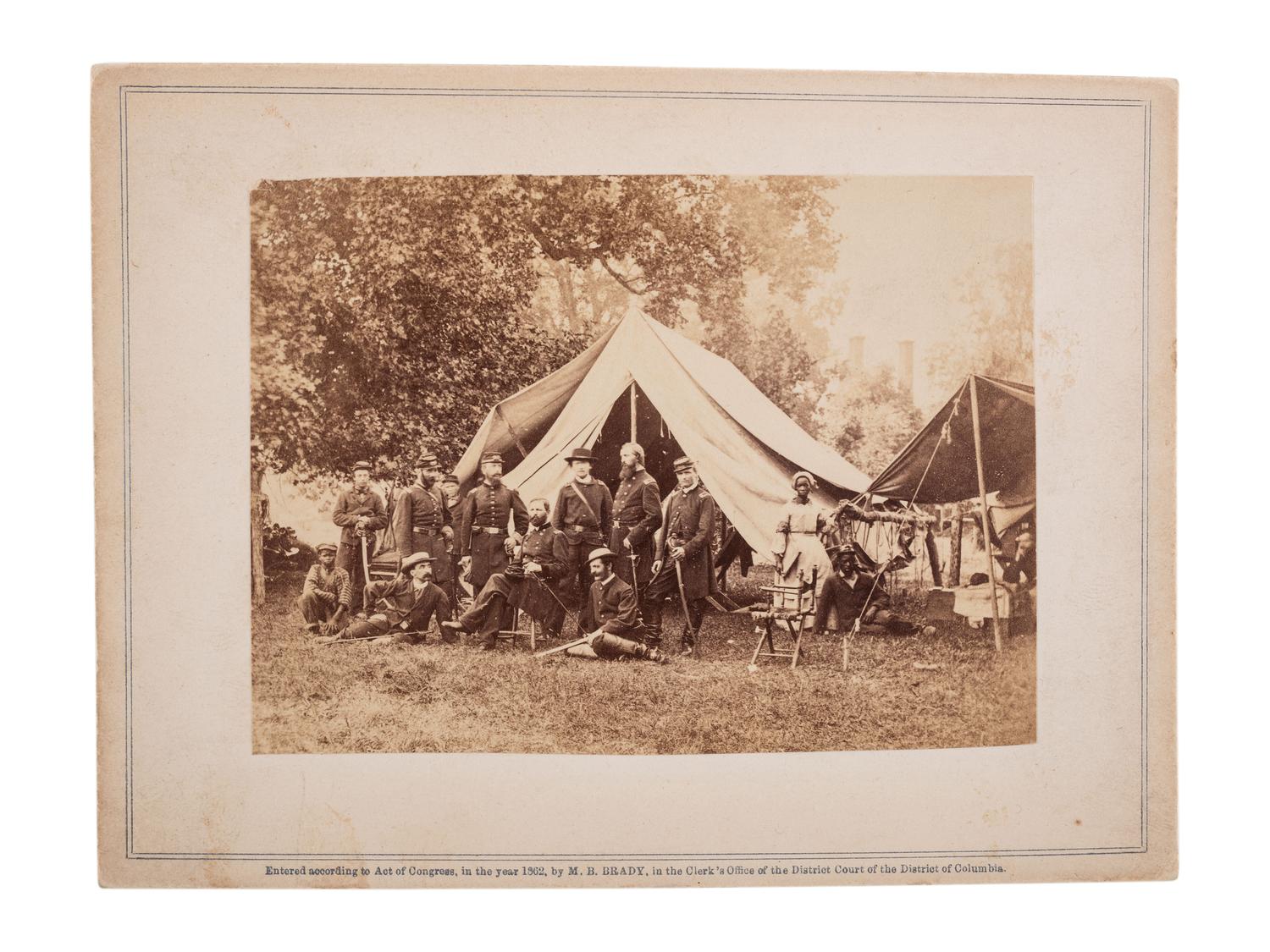 [CIVIL WAR]. BRADY, Mathew, photographer. Gen'l Fitz John Porter and Staff at Headquarters, Westover, Westover Landing, Va . 16 July 1862.
