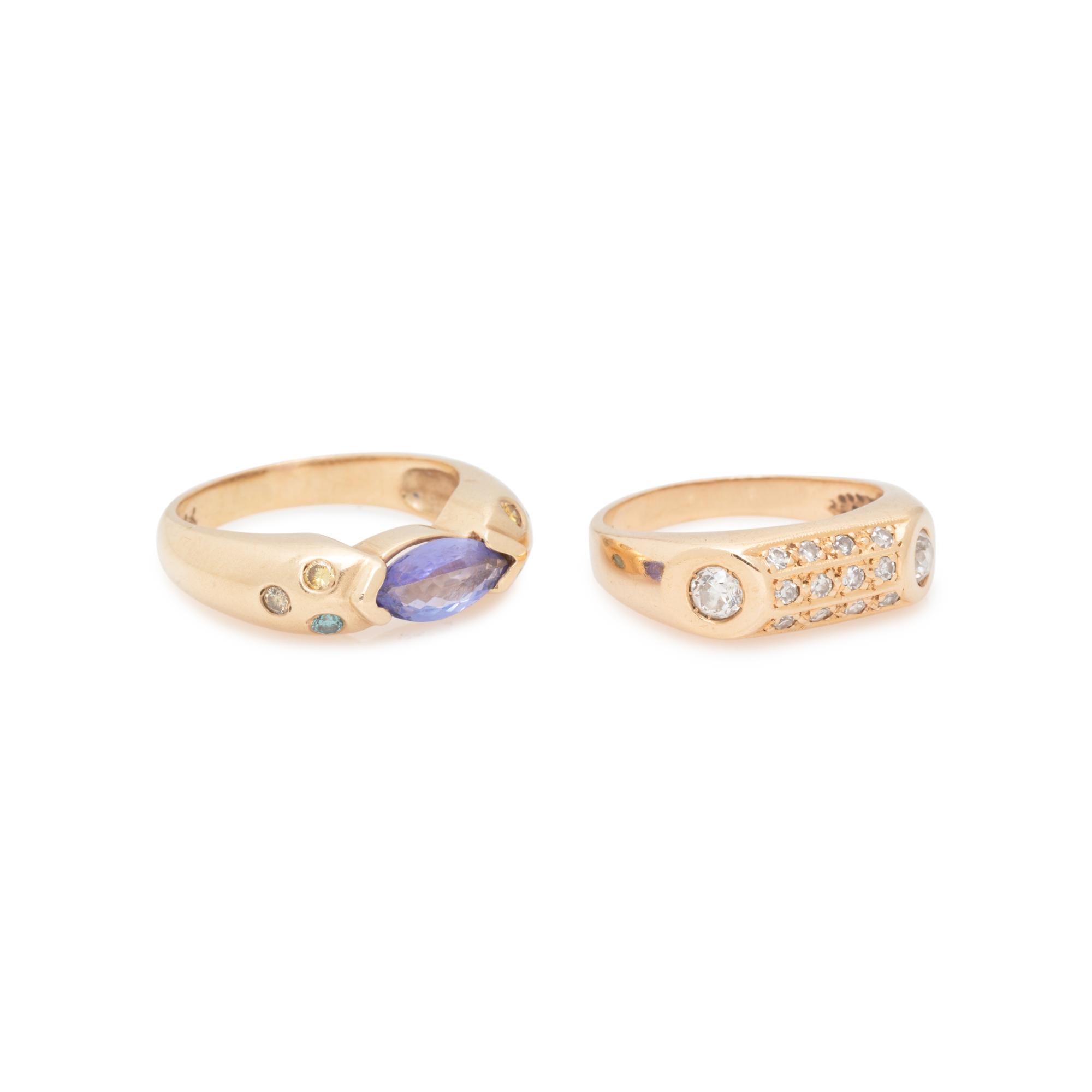 COLLECTION OF YELLOW GOLD AND DIAMOND RINGS