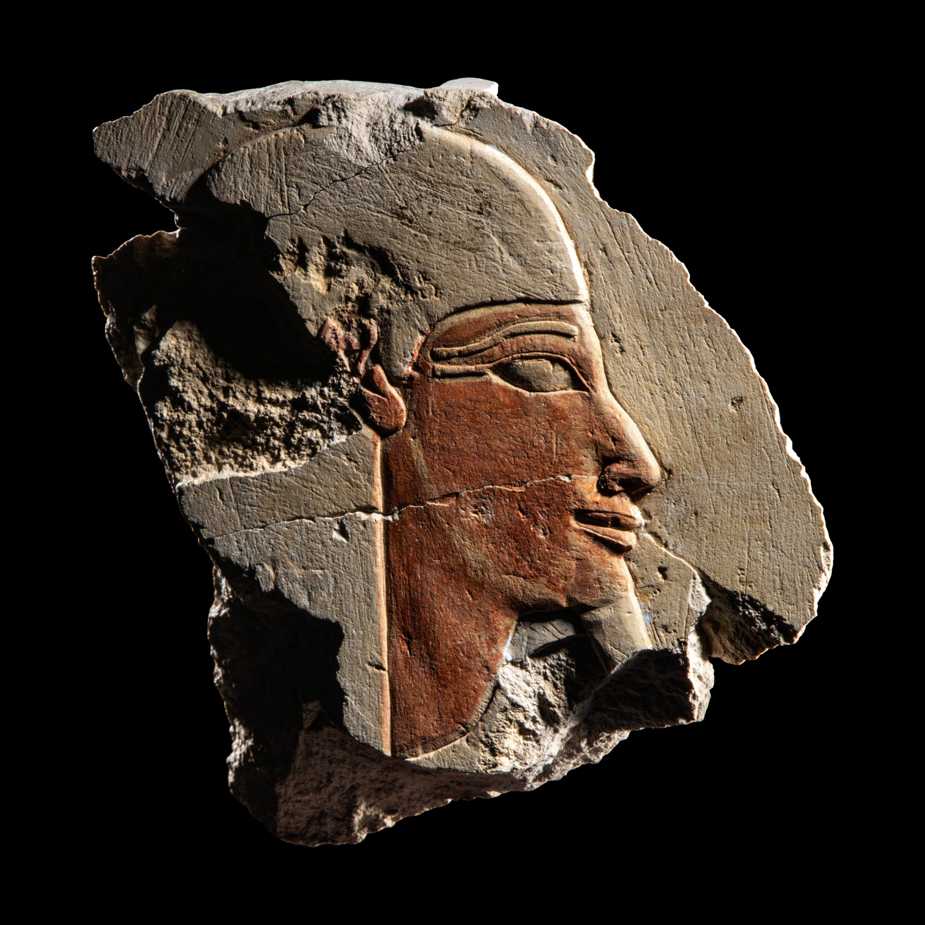 An Egyptian Limestone Relief Fragment with a Nile God