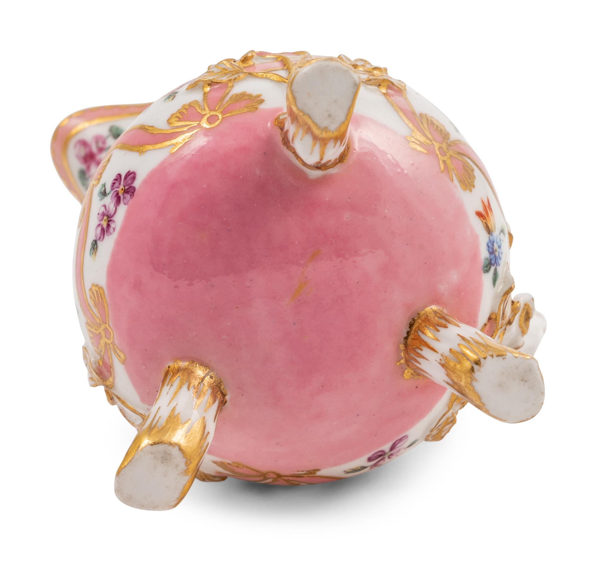 A Sèvres Pink-Ground Porcelain Footed Cream Jug ( Pot-à-Lait 'à Trois Pieds', 3ème Grandeur )