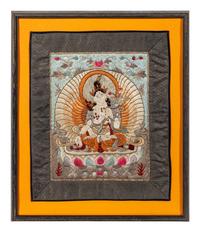 A Chinese Embroidered Silk Thangka