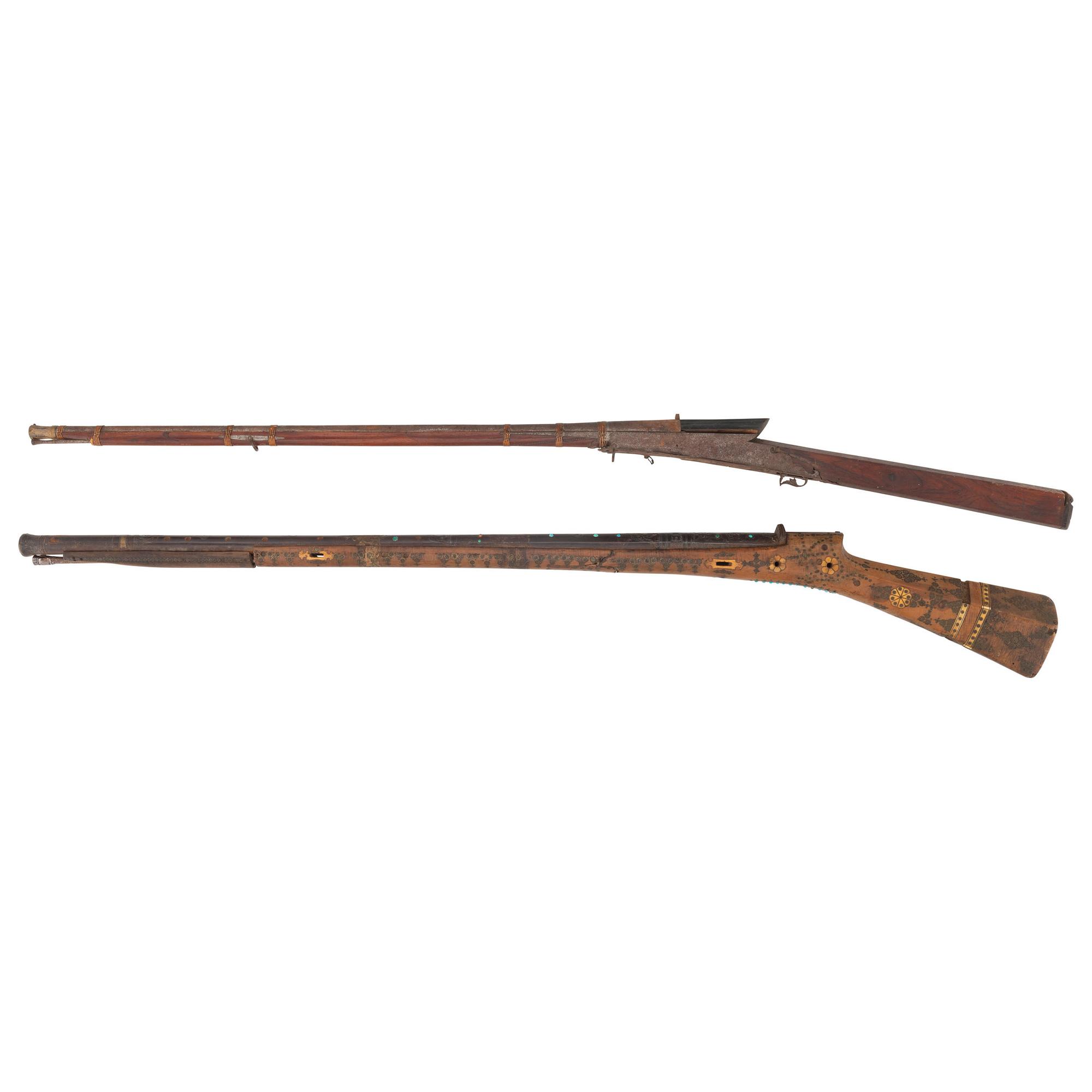 Lot of 2 Ottoman and Indian Muskets Including: Heavily Inlaid Shishana and Toradar