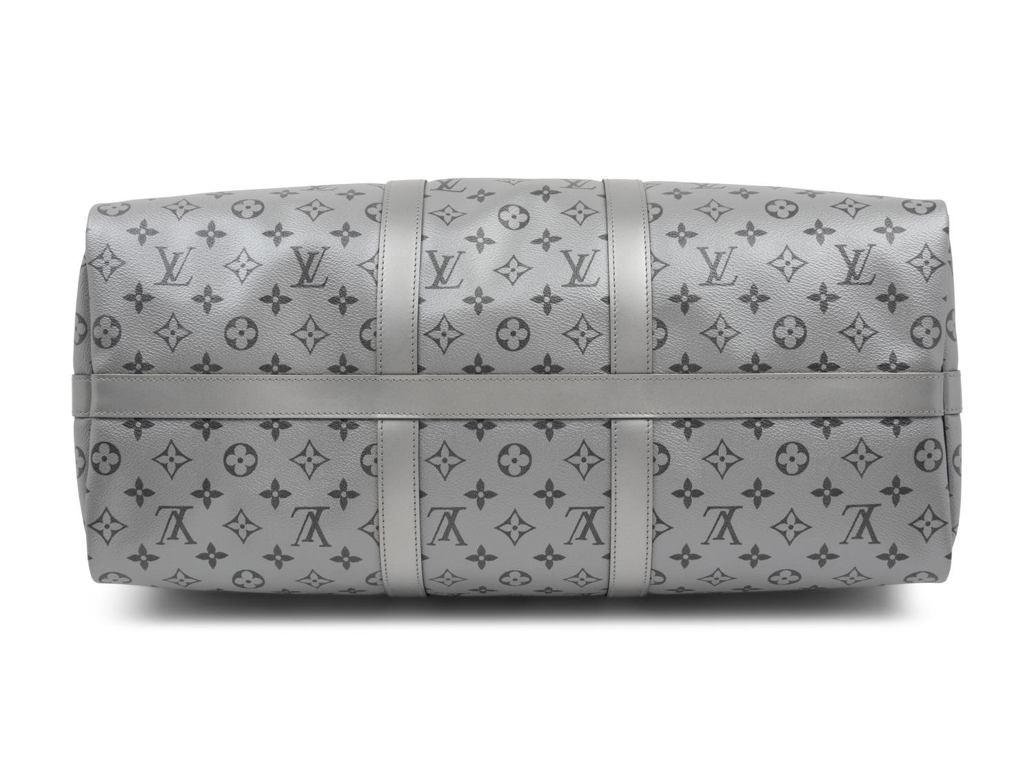 Louis Vuitton Limited Edition Split Keepall Bandoulière 50 in Black and Silver Monogram Canvas, Kim Jones, 2018