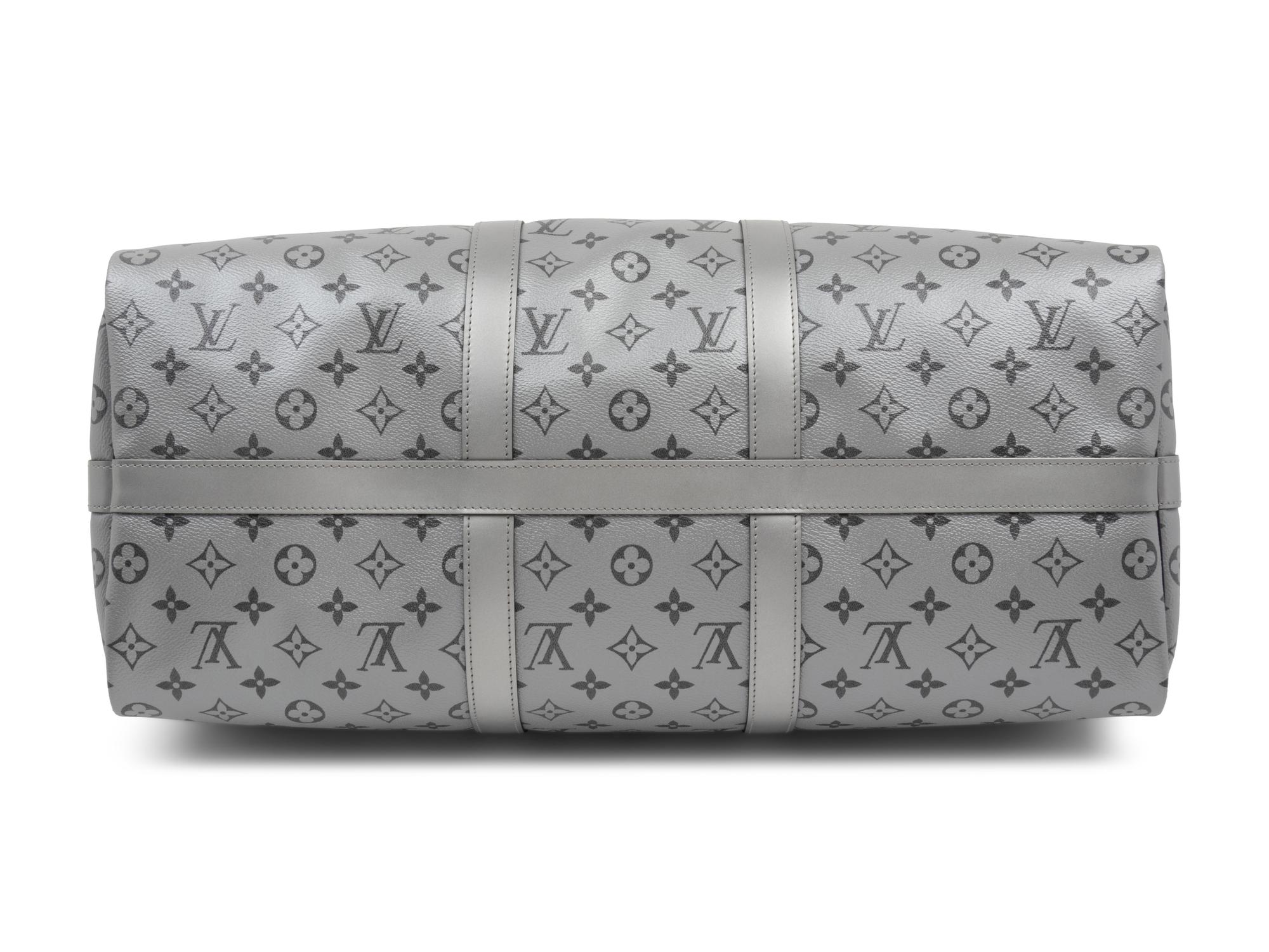 Louis Vuitton Limited Edition Split Keepall Bandoulière 50 in Black and Silver Monogram Canvas, Kim Jones, 2018