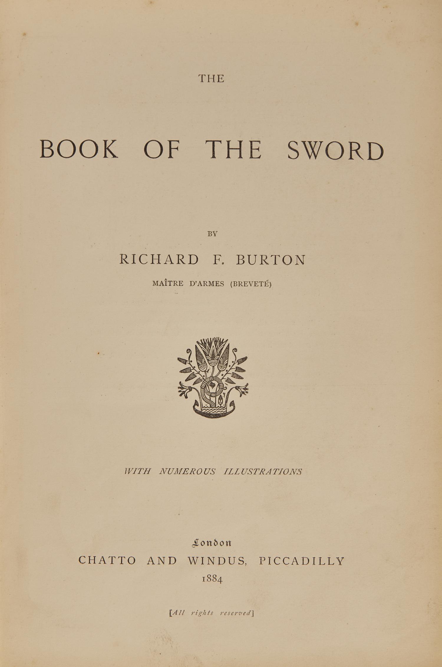 [Arms & Armor] Burton, Richard F. The Book of the Sword