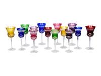 A Collection of Saint Louis and Other Colored Cut-to-Clear Glass Stemware