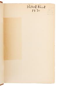 FROST, Robert (1874-1963). Collected Poems of Robert Frost. New York: Henry Holt and Company, 1930.