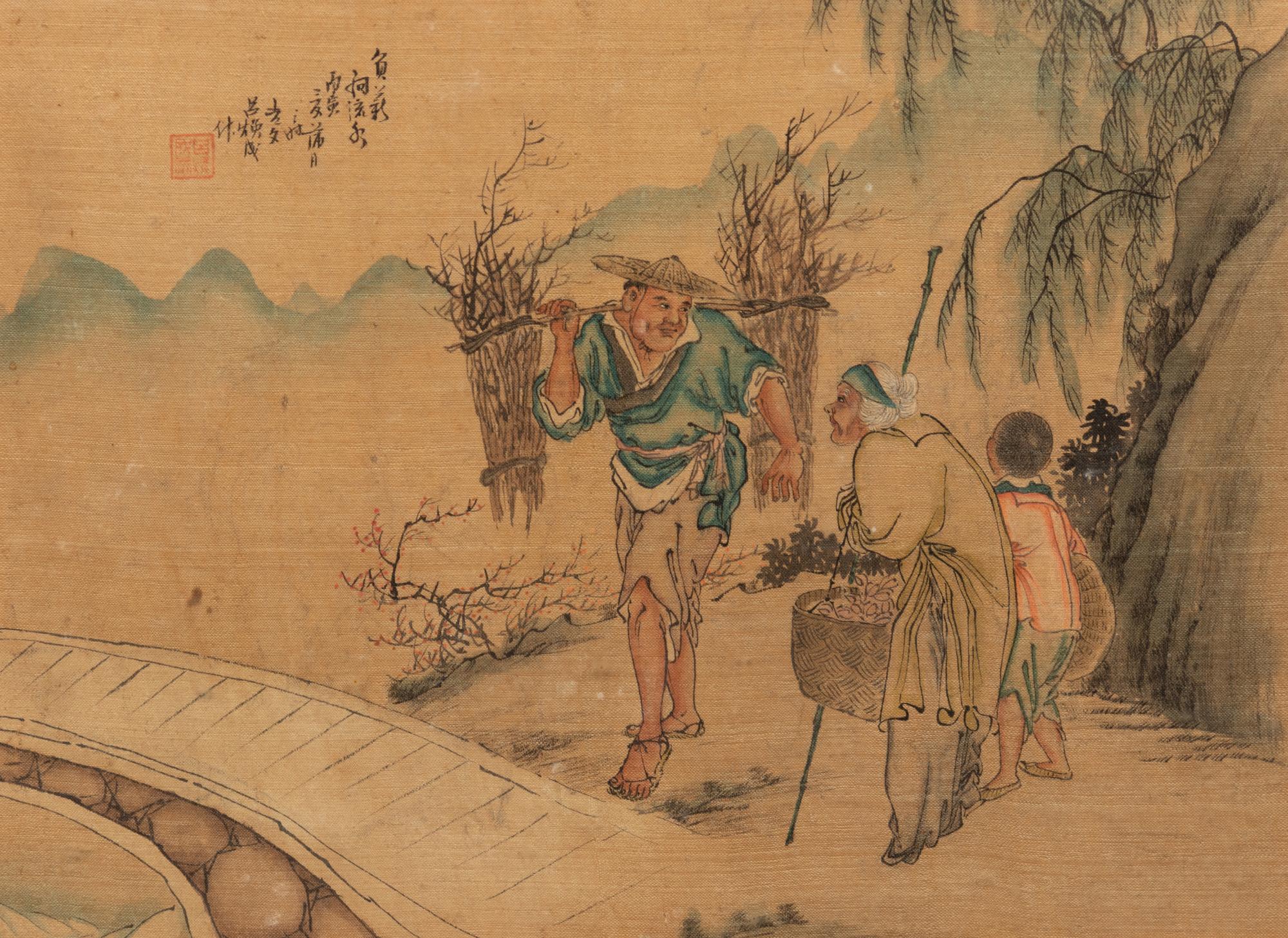 Six Chinese Ink and Color Paintings on Silk