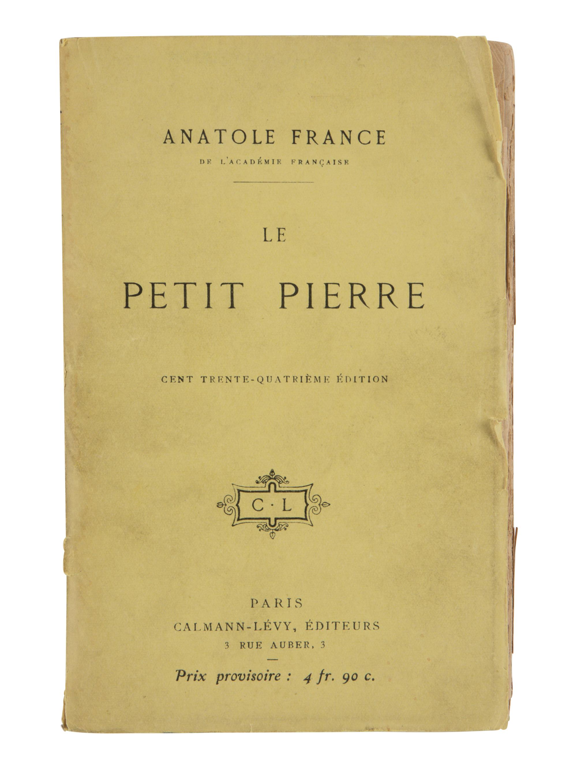 FRANCE, Anatole (1844-1924). Le Petit Pierre . Paris: Calmann-Levy, 1918.