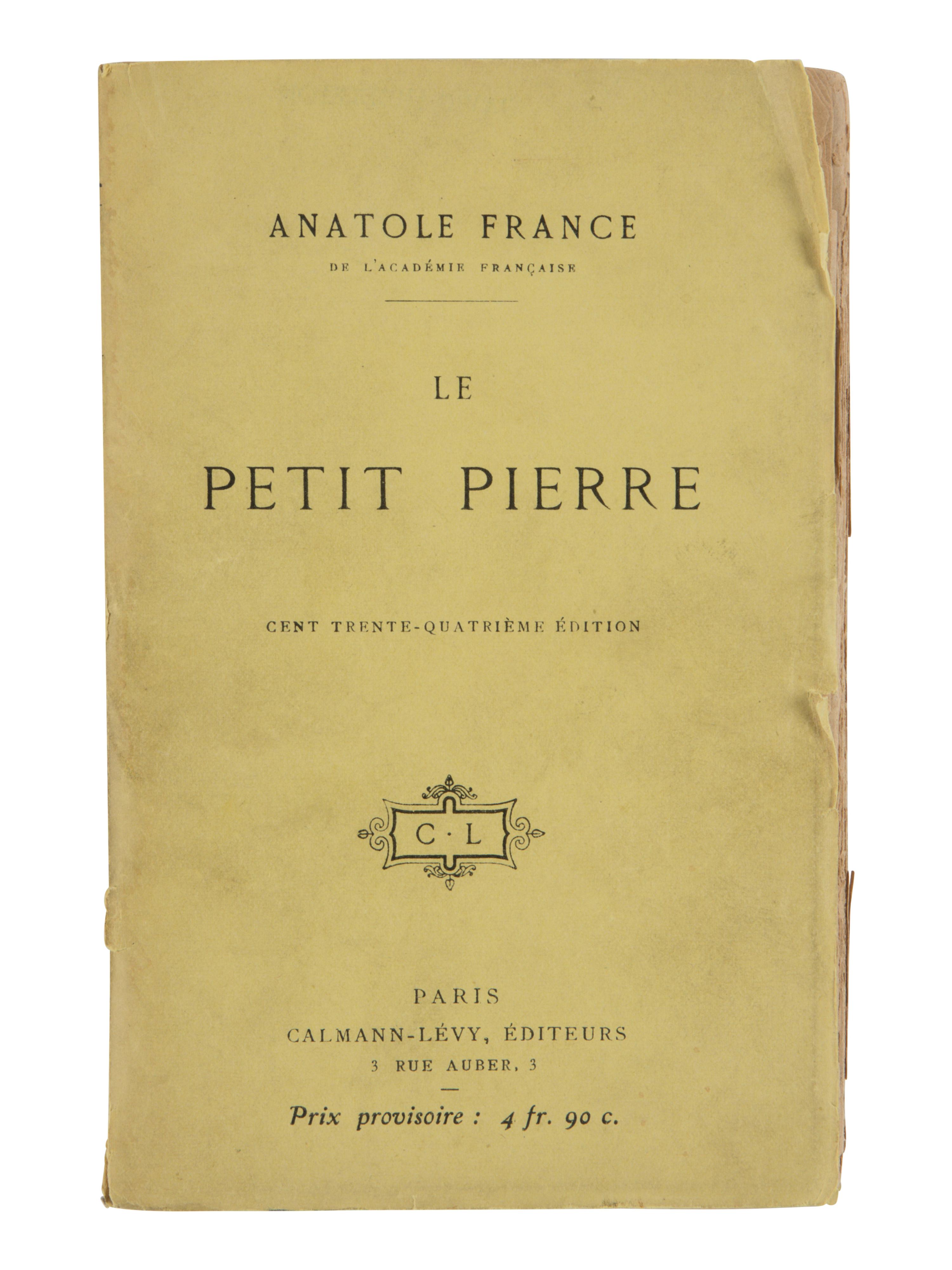 FRANCE, Anatole (1844-1924). Le Petit Pierre . Paris: Calmann-Levy, 1918.