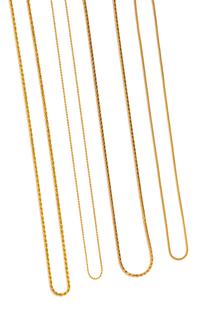 A Collection of 14 Karat Yellow Gold Chain Necklaces, Italian,