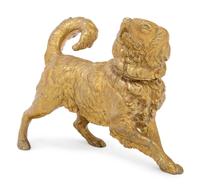 A Continental Gilt Bronze Dog-Form Inkwell