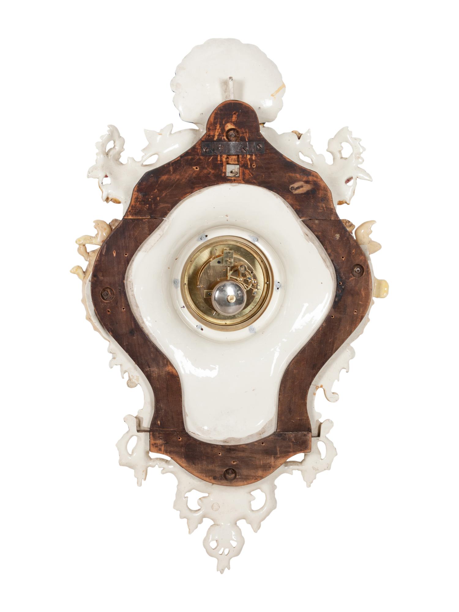 A Continental Majolica Wall Clock