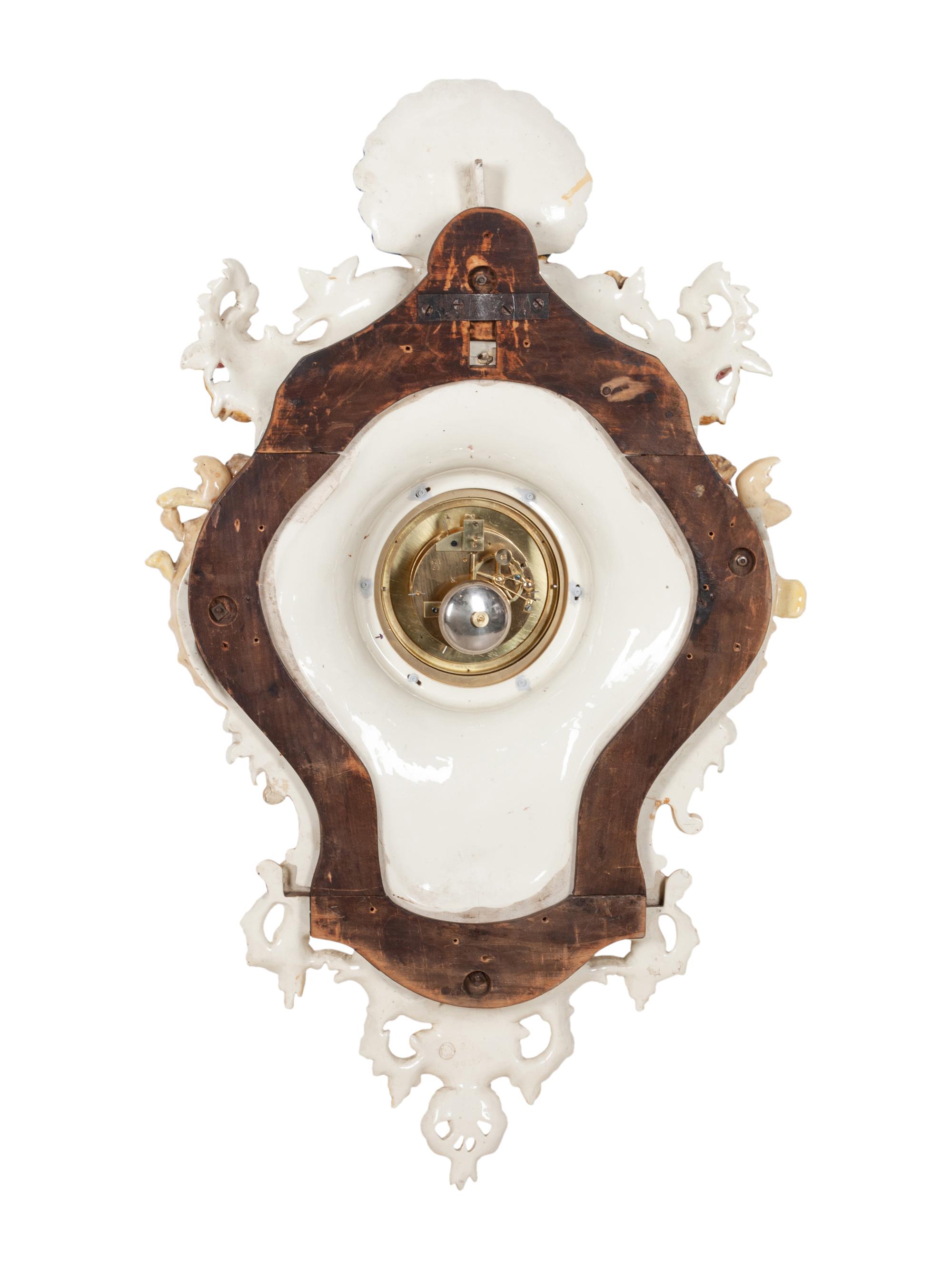A Continental Majolica Wall Clock