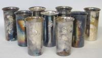 Set of nine sterling silver mint julep cups 20th century