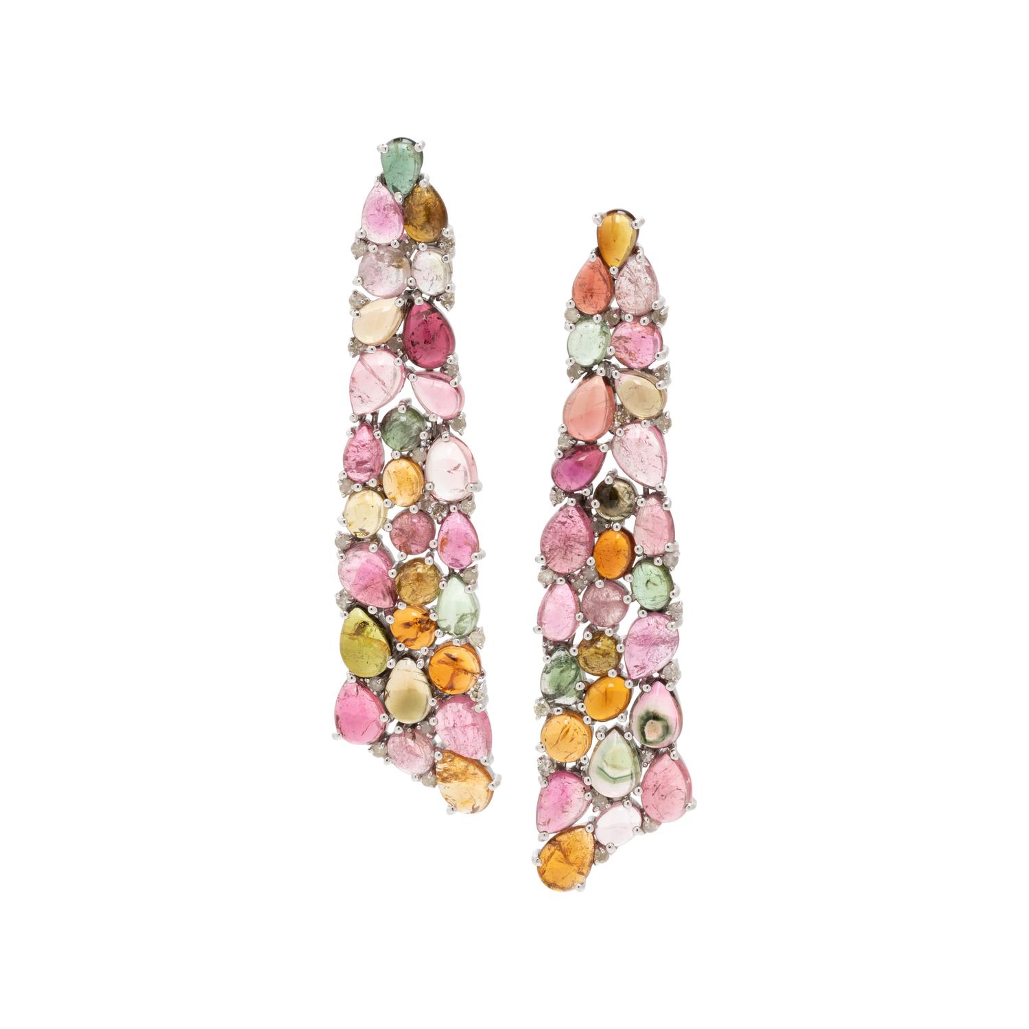MULTICOLOR TOURMALINE AND DIAMOND EARRINGS