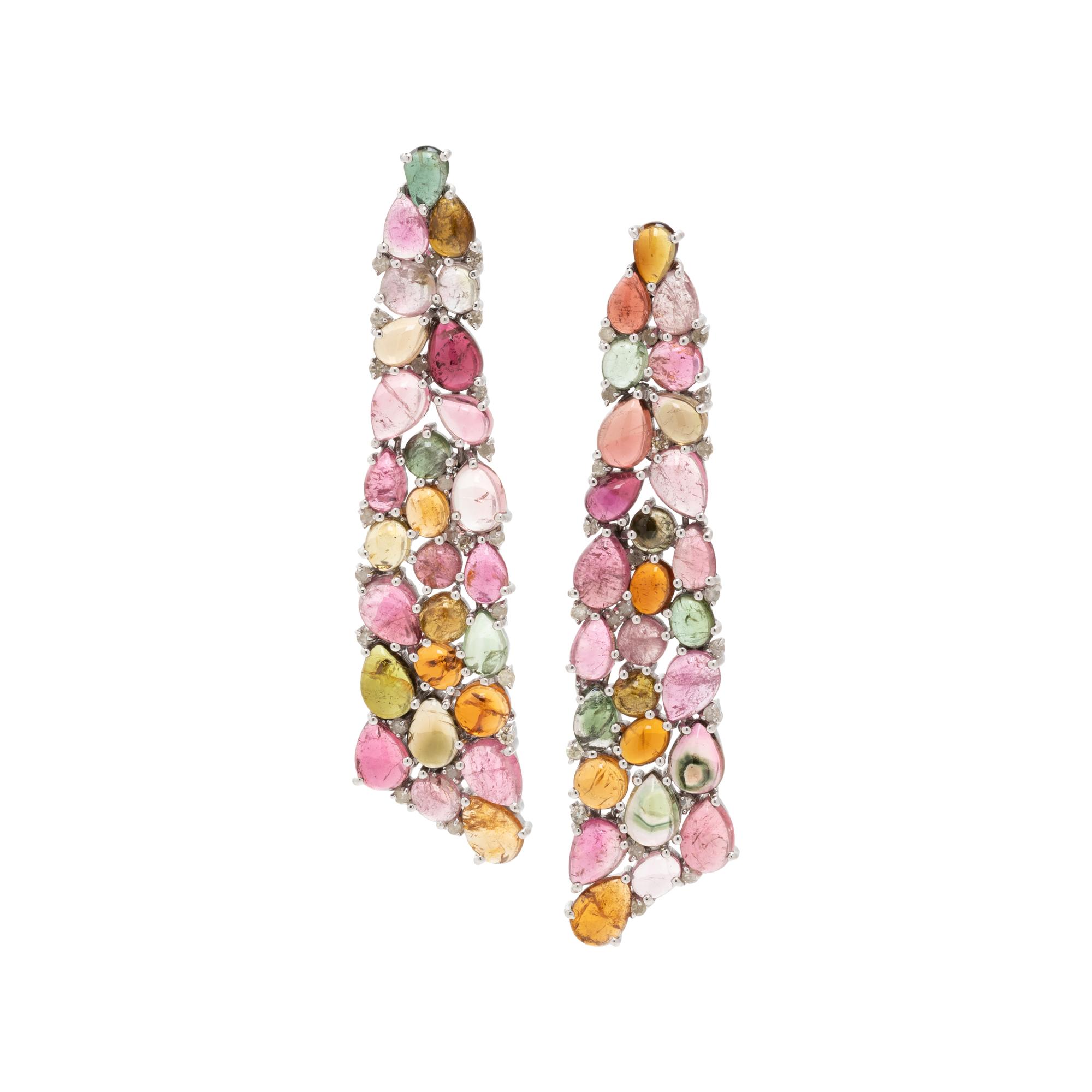 MULTICOLOR TOURMALINE AND DIAMOND EARRINGS