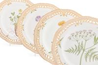 A Set of Eight Royal Copenhagen Flora Danica Reticulated Porcelain Salad Plates