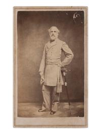[CIVIL WAR -- LEE, Robert E. (1807-1870)]. Full standing CDV "Blockade Portrait" of the CSA commander. [Richmond, VA]: [Vannerson], [1864].