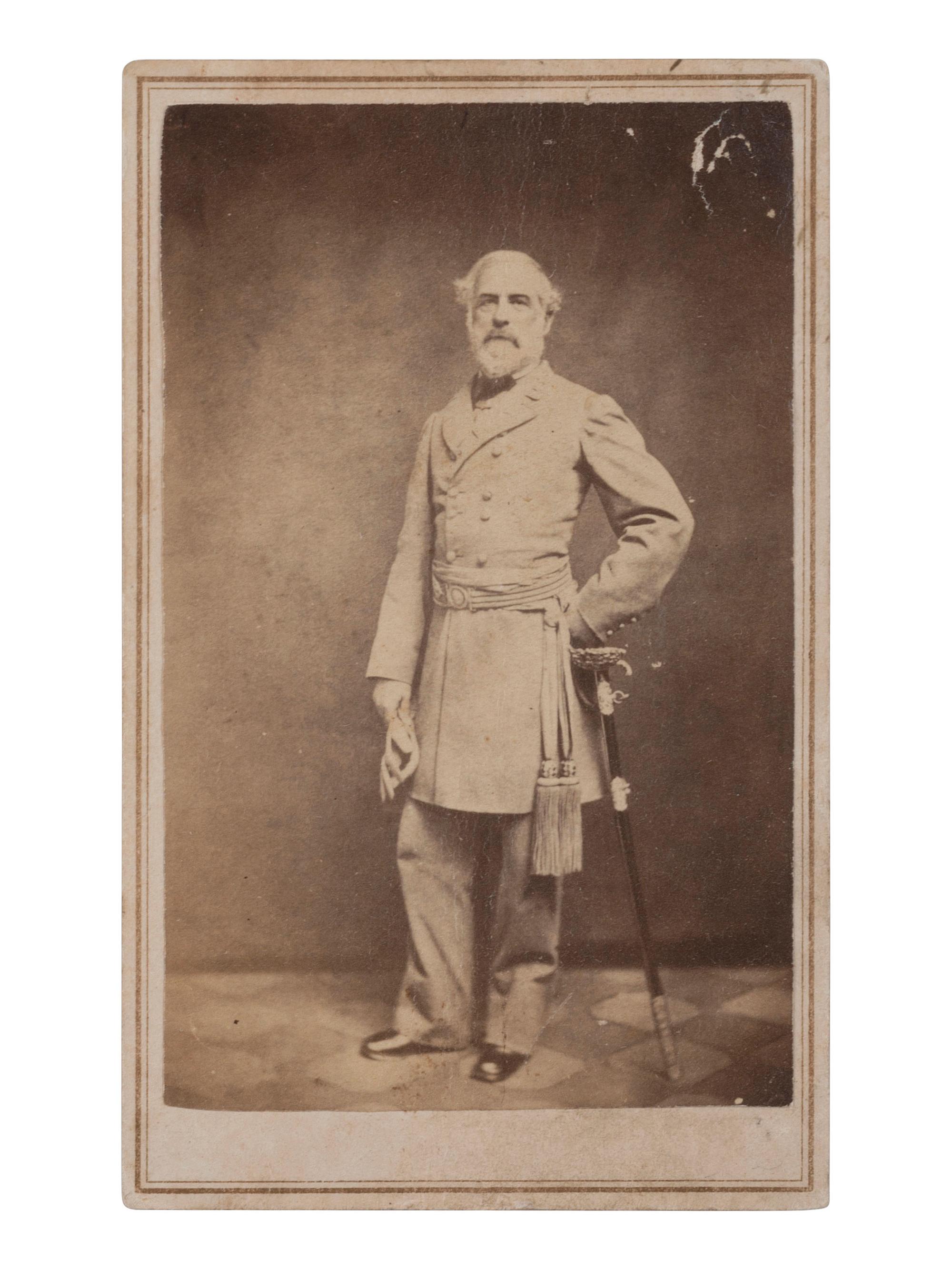 [CIVIL WAR -- LEE, Robert E. (1807-1870)]. Full standing CDV "Blockade Portrait" of the CSA commander. [Richmond, VA]: [Vannerson], [1864].