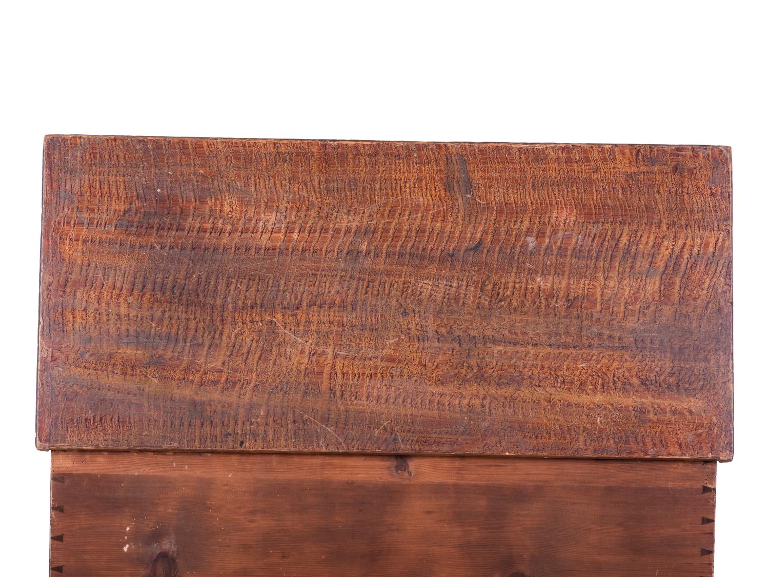 A Federal Grain-Painted Pine Blanket Chest on Bun Feet