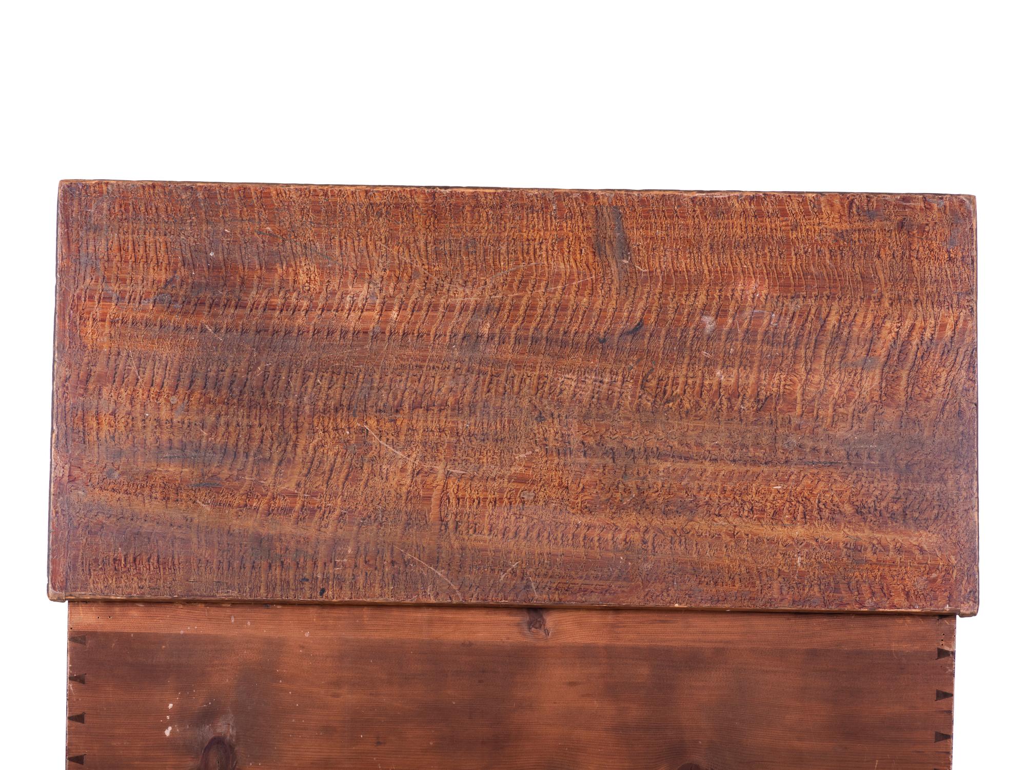 A Federal Grain-Painted Pine Blanket Chest on Bun Feet