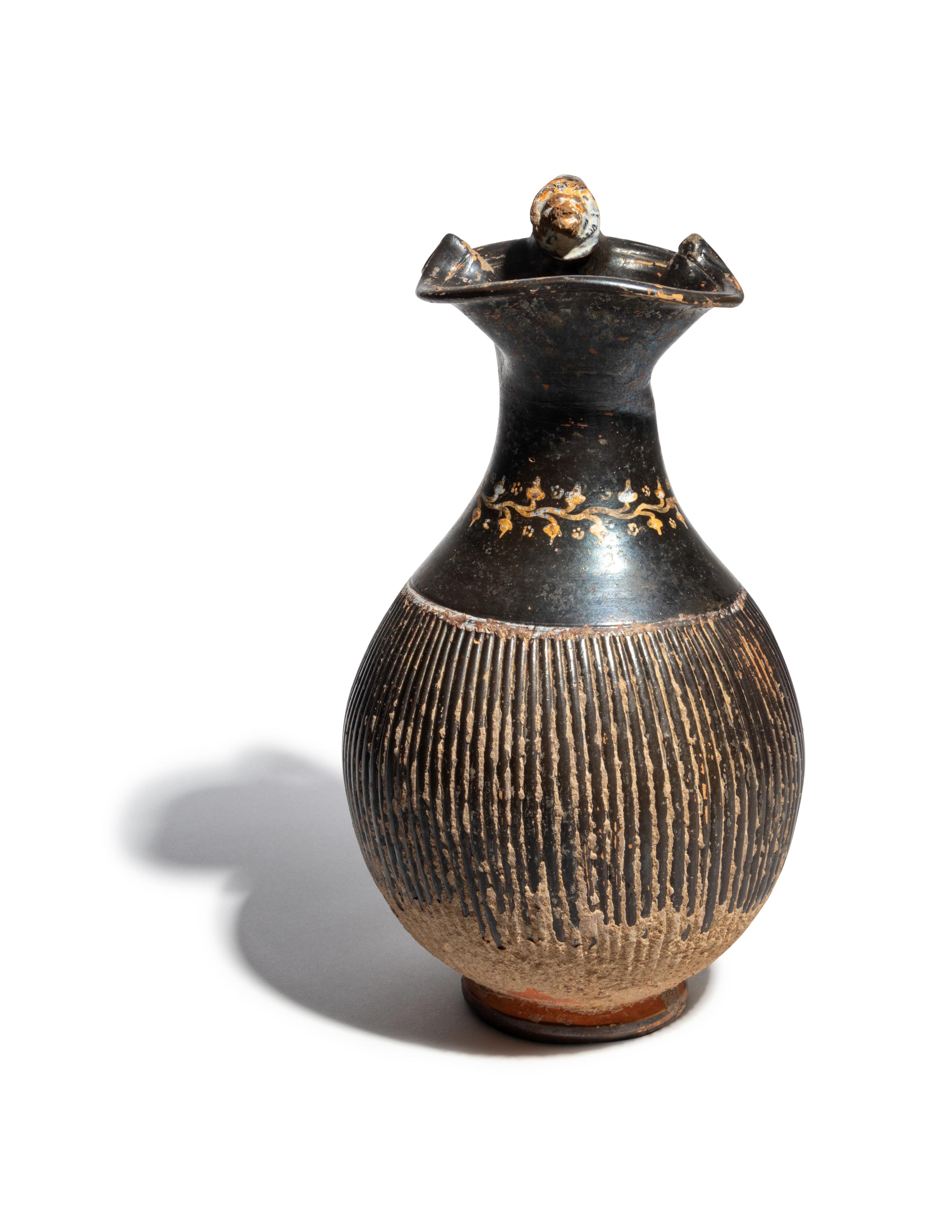 An Apulian Gnathian-Ware Ribbed Trefoil Oinochoe