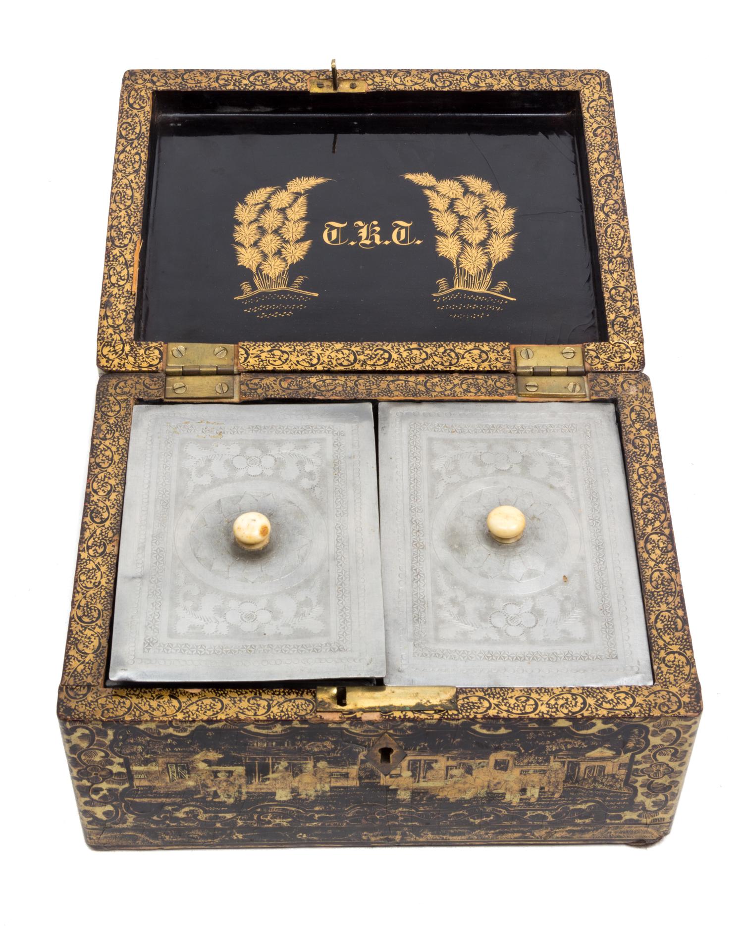 A Chinese Export Tea Caddy Length 8 1/2 inches.
