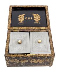 A Chinese Export Tea Caddy Length 8 1/2 inches.