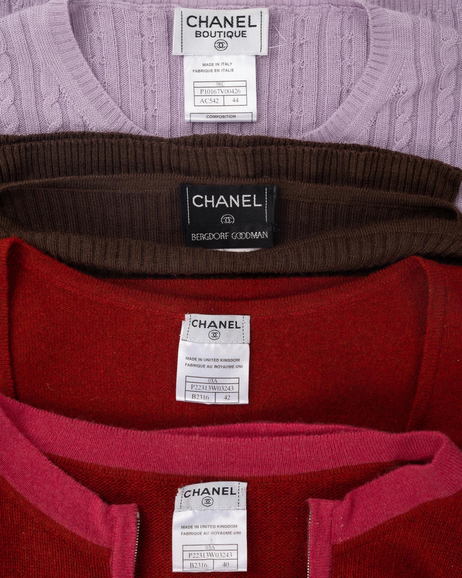 Four Chanel Knit Tops: One Cardigan, One Sweater, and One Two-Piece Set, Cruise 1998-Fall 2003