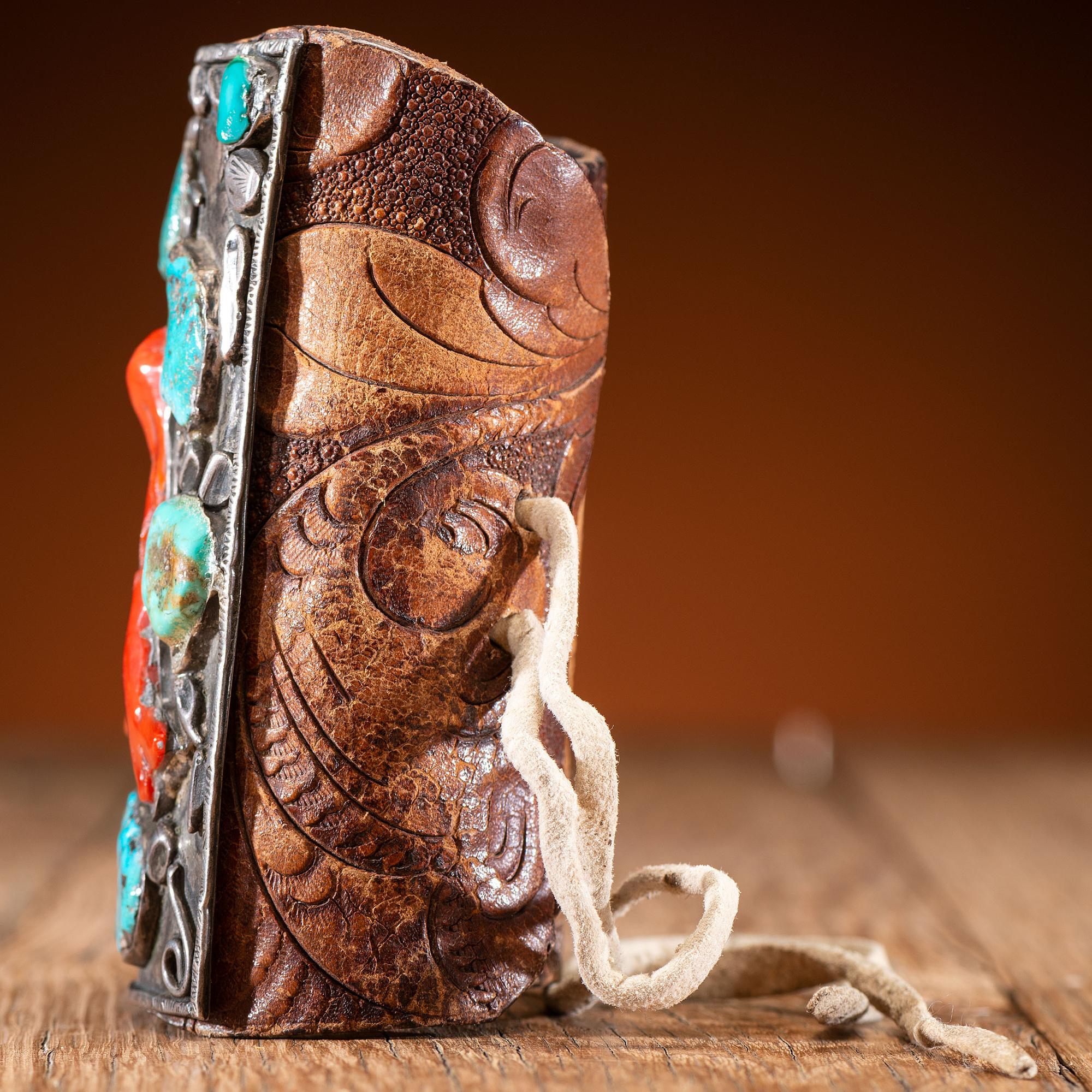 Navajo Tooled Leather Ketoh, with Inlay