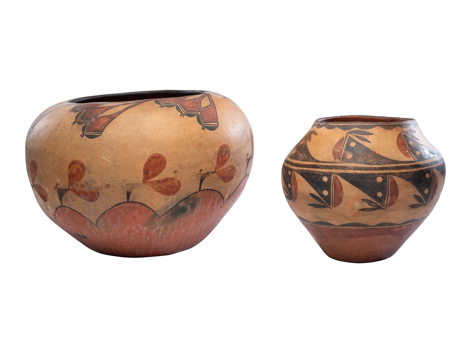 Pair of Zia Pottery Jars