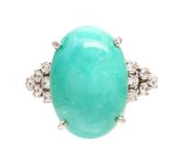 A Platinum, Turquoise and Diamond Ring, 7.90 dwts.