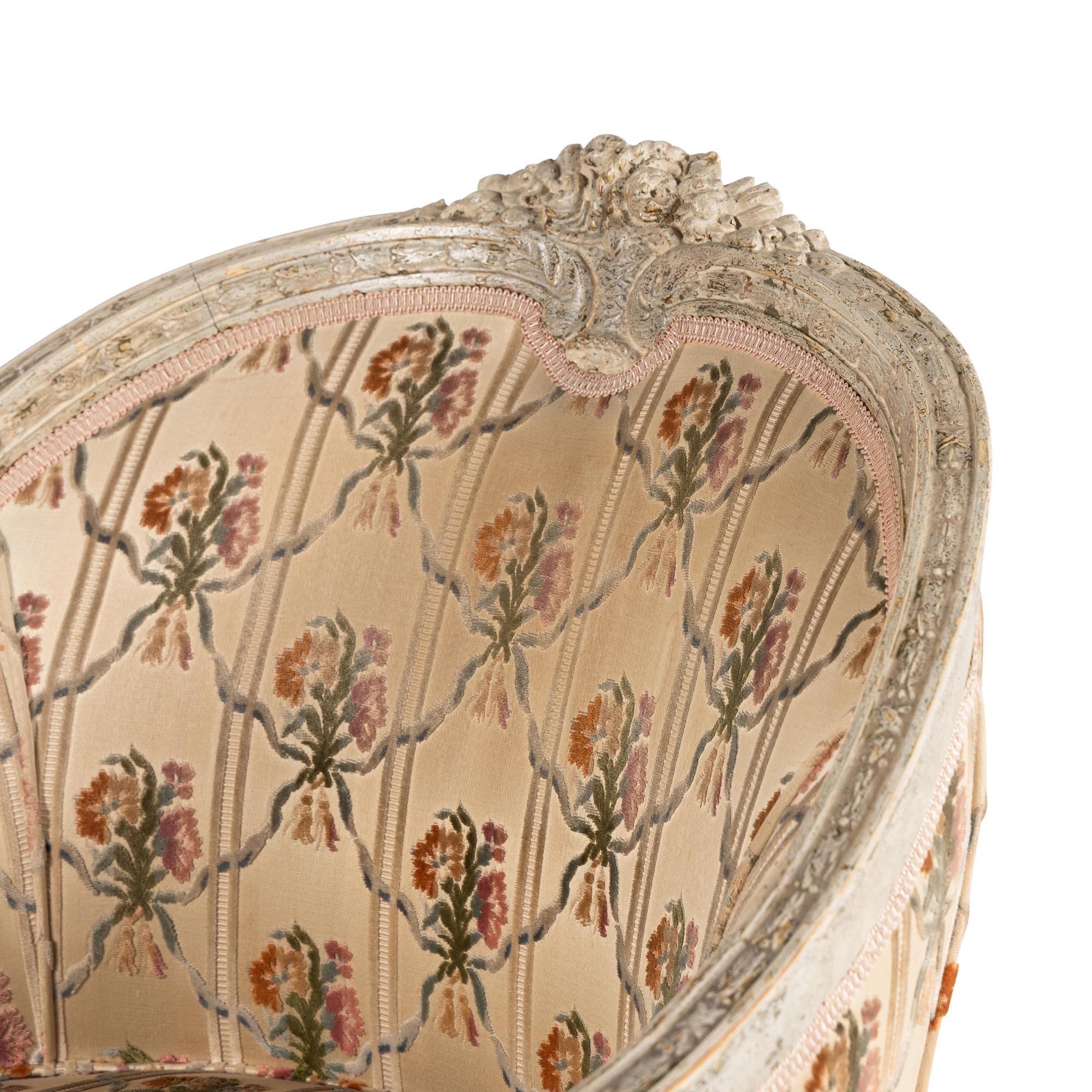 A Louis XVI Style Painted Bergere