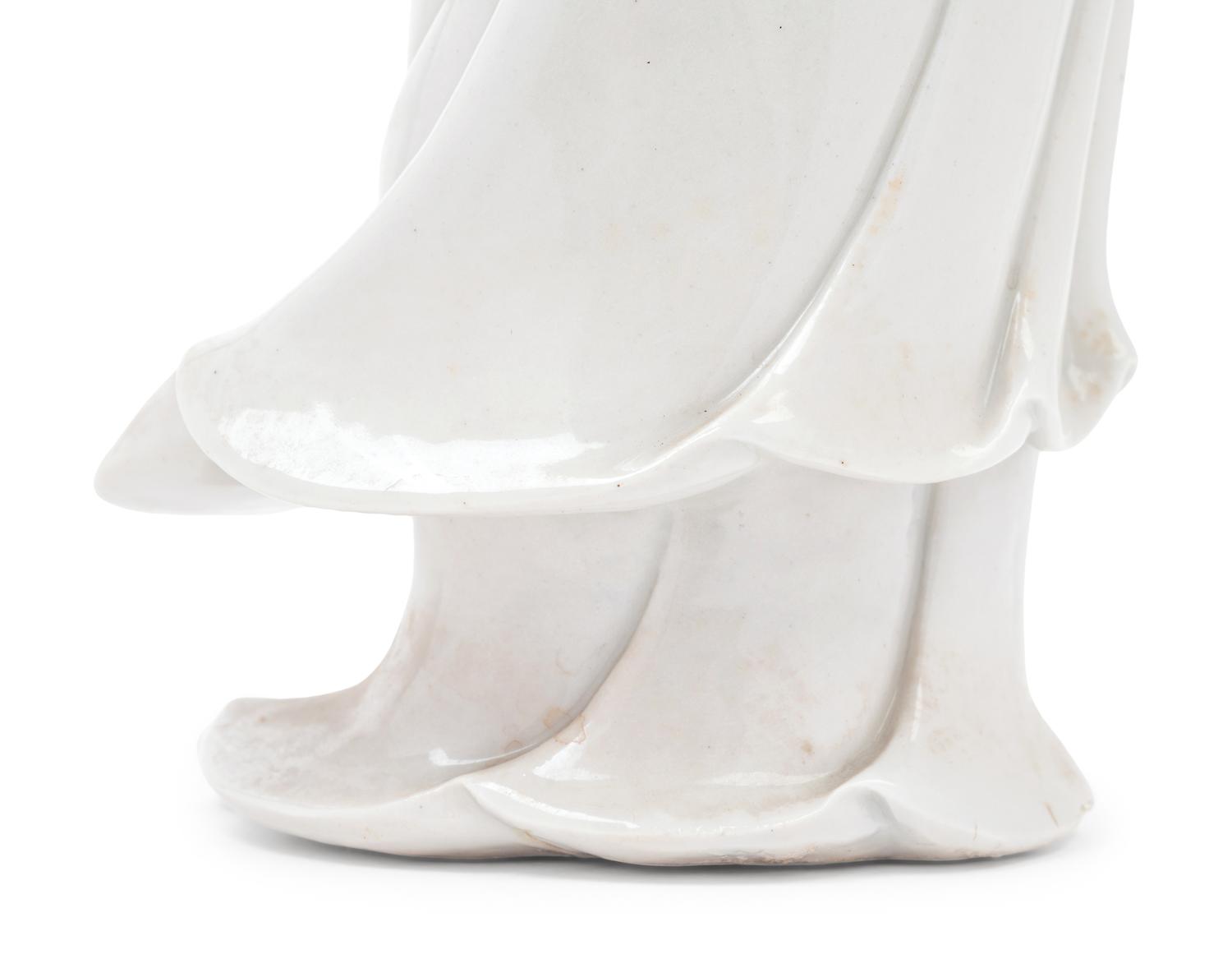 A Chinese Blanc-de-Chine Porcelain Figure of Guanyin