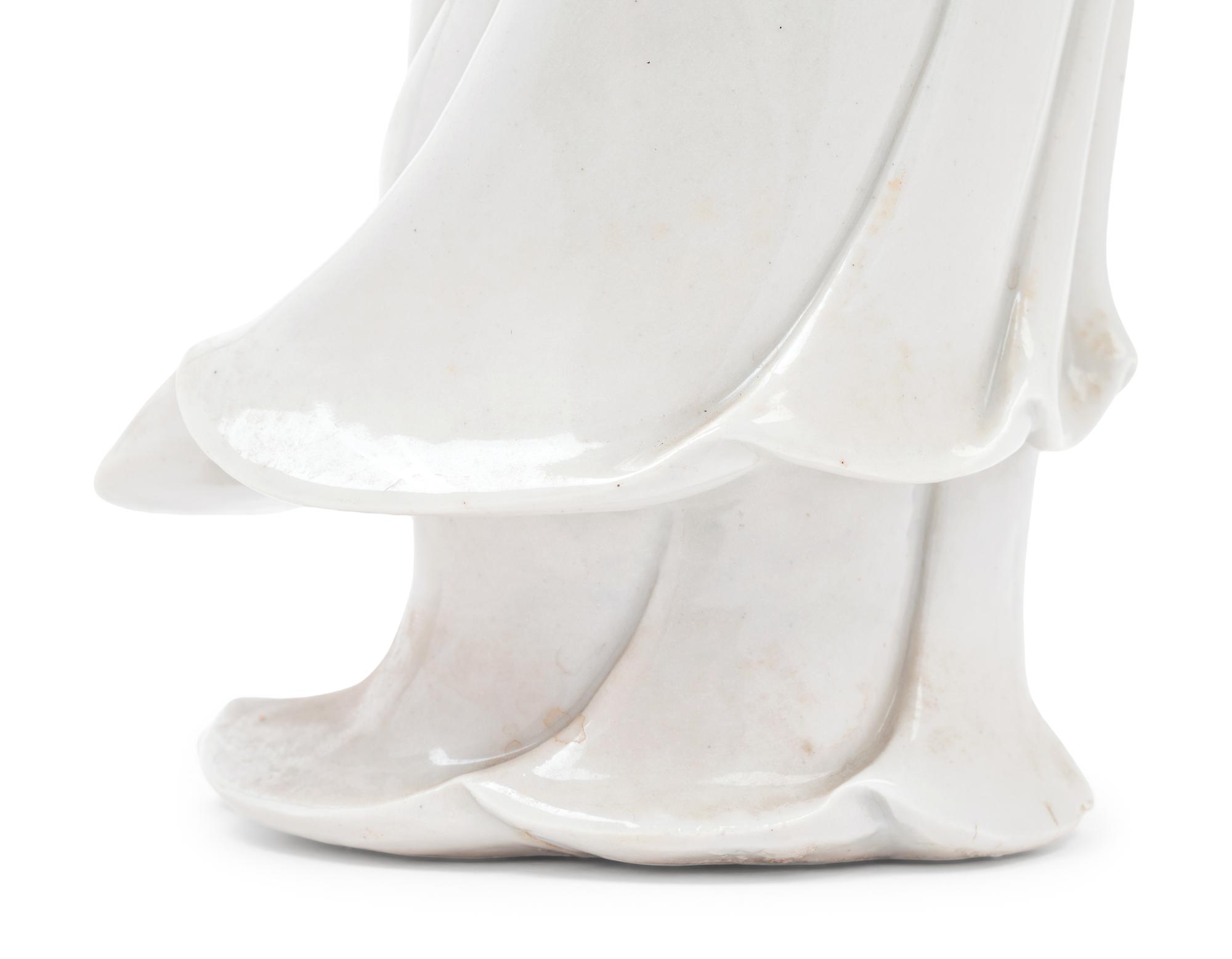 A Chinese Blanc-de-Chine Porcelain Figure of Guanyin